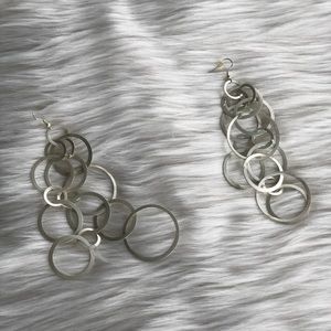 Silver circle drop earrings with fish hook